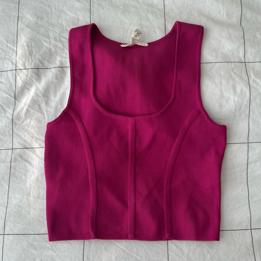 HAPPILY GREY MAGENTA KNIT CROP TOP SIZE L
